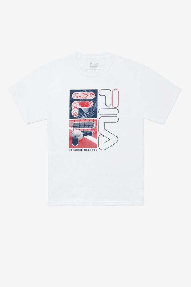 Fila Nyc Collage White T-Shirt Mens - NZ 98064-VHUW